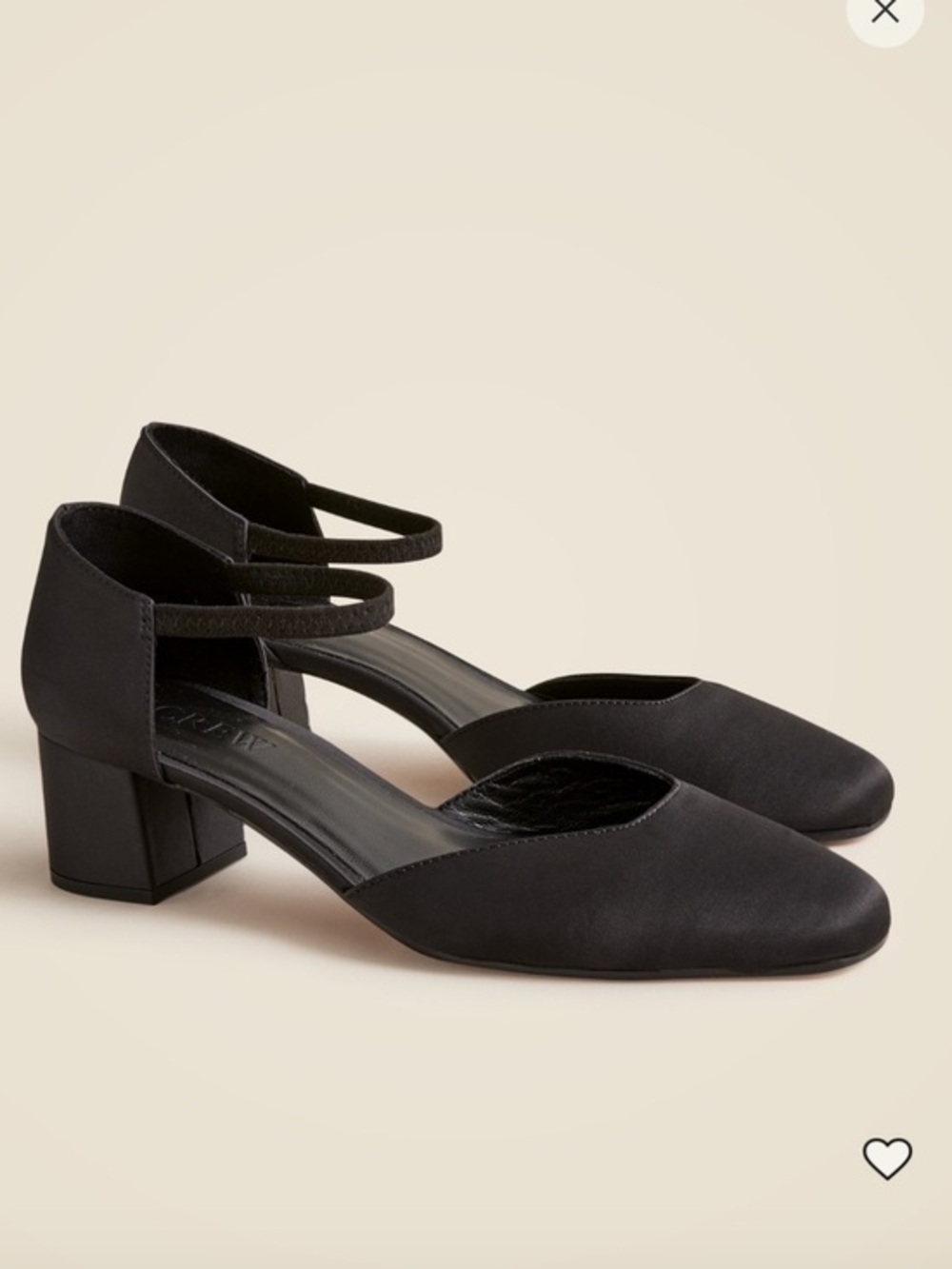 NWB J. Crew Black Satin Block-Heel Mary Jane Pumps